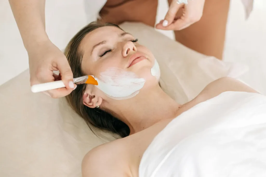 A woman having a facial treatment
