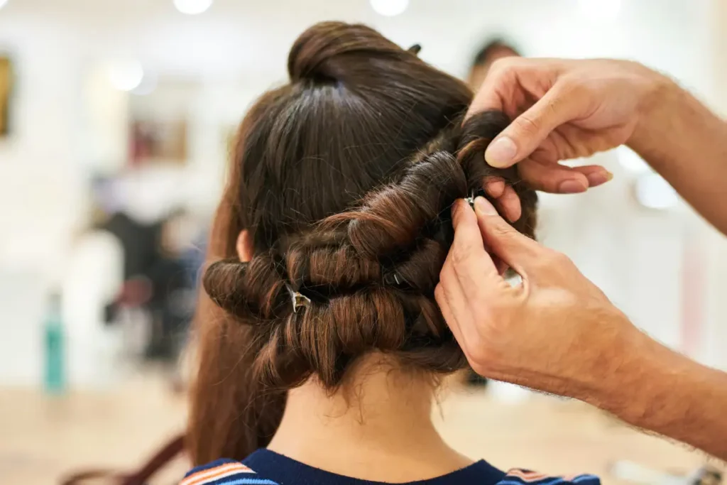 A woman having a hair treatment